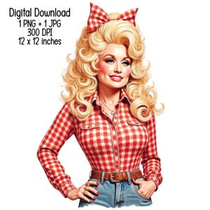 5 Vintage Dolly Country Singer retro vibe T-Shirt Design | Digital Download | Clipart PNG