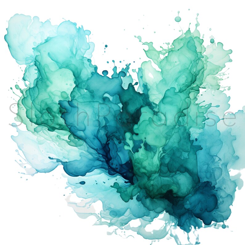 9 PNG Turquoise Watercolor Color Splashes Transparent Watercolor ...