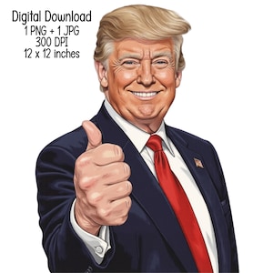 Patriotic Thumbs Up PNG | Vintage USA Flag Suit Clipart | American Pride Sublimation | Retro Political Art Design