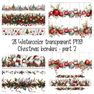 28 PNG Weihnachten Rahmen Teil 2 Aquarell transparente Clipart Digital Download kommerzielle Nutzung, Urlaub Girlande Karte machen Illustration