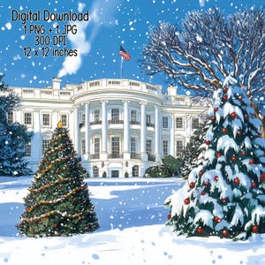 Witte huis met kerst: digitale download, sublimatie, png-, jpg-, png-afbeelding