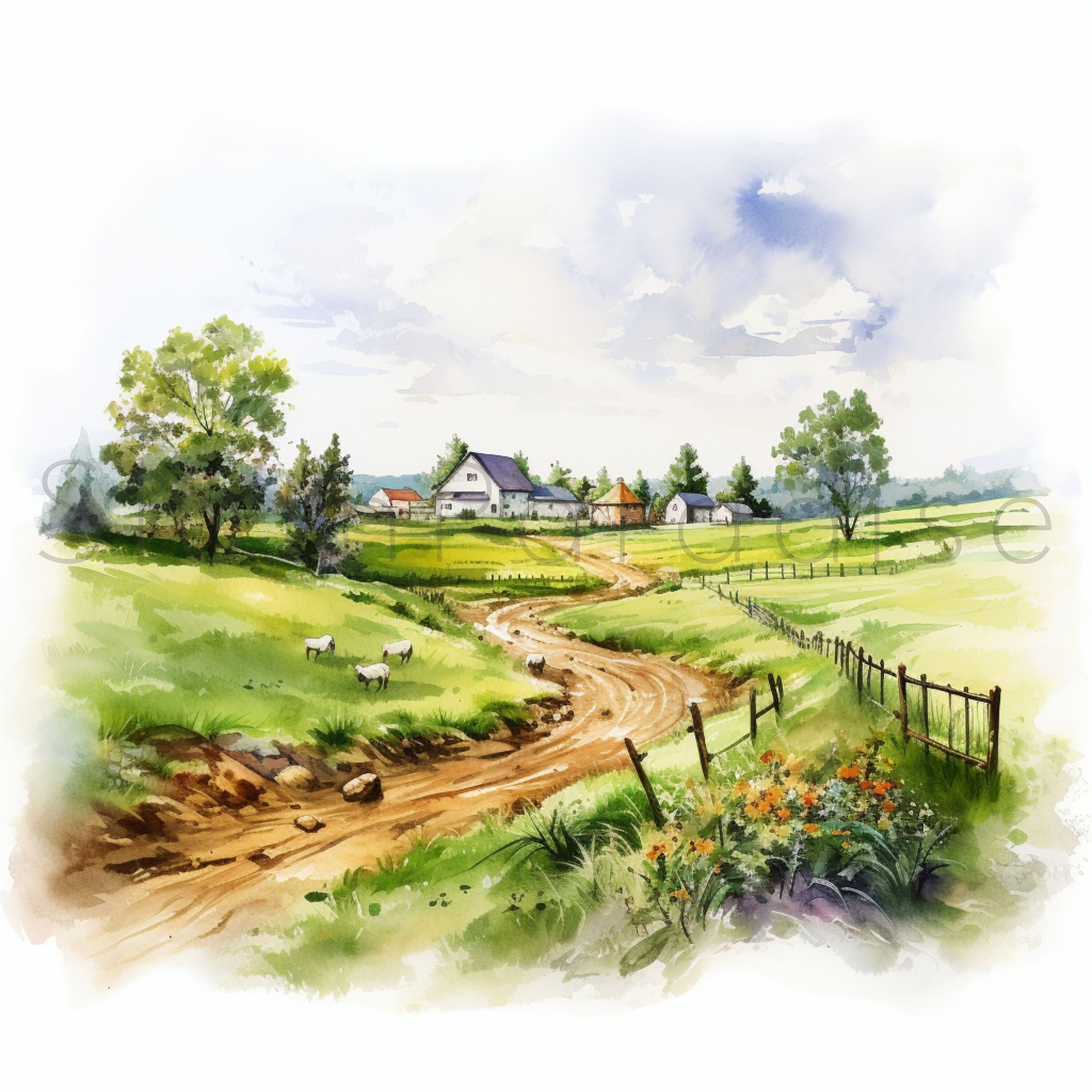 水彩画 アジアの農村風景 水彩画 イギリスの農村風景 watercolor painting - YouTube