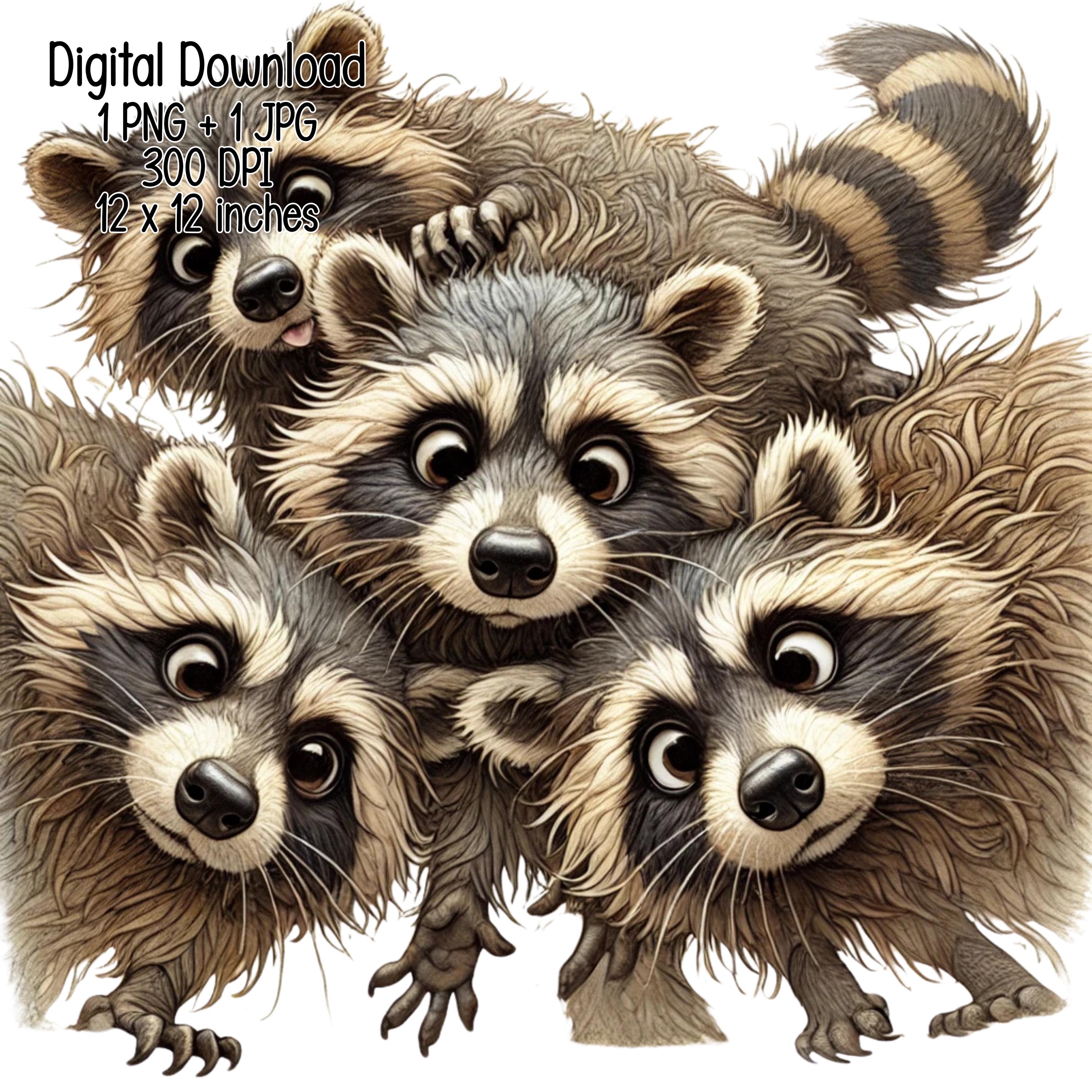 Silly Racons Curious Silly Racons Illustration | Digital Download | Clipart PNG JPG ...