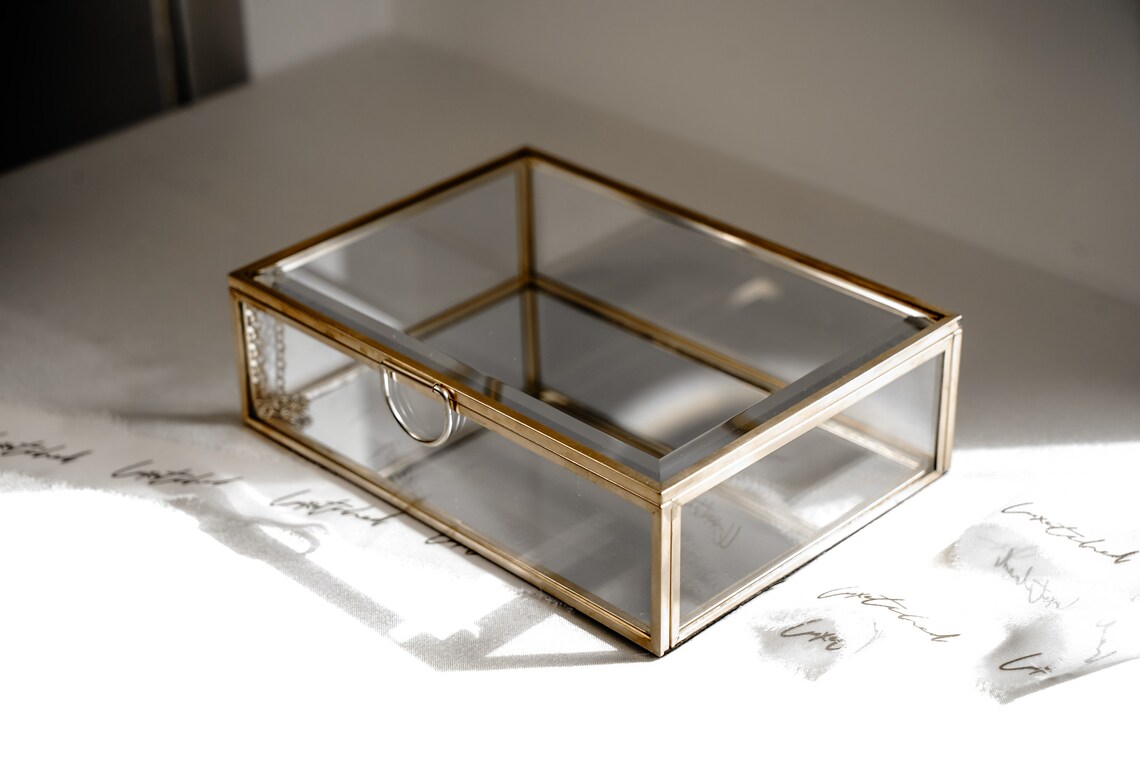 Personalised Engraved Gold Glass Display Box Bespoke Etsy