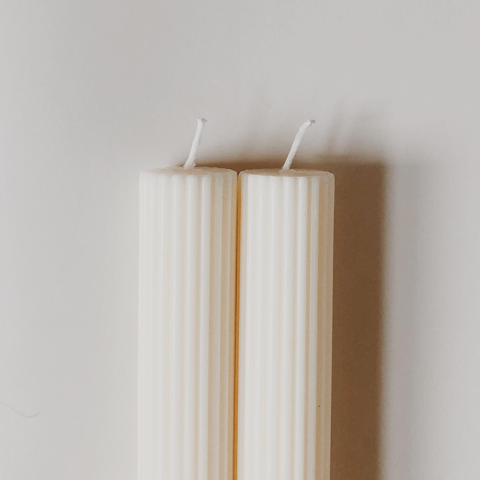 Luxetched Pack of 2 Ribbed Pillar Candles Luxury Etsy