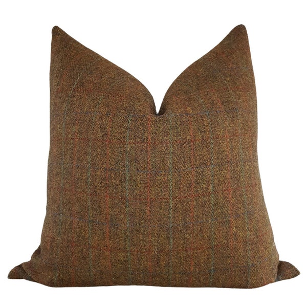 BARK | Harris Tweed Cushion Cover, Brown Rust Harris Tweed Pillow, Wool Cushion, Linen and Wool Pillow, Tweed Throw Pillow, Scottish Design