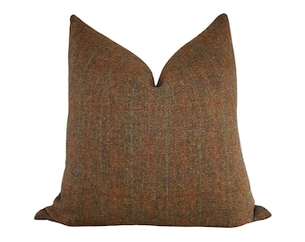 BARK | Harris Tweed Cushion Cover, Brown Rust Harris Tweed Pillow, Wool Cushion, Linen and Wool Pillow, Tweed Throw Pillow, Scottish Design