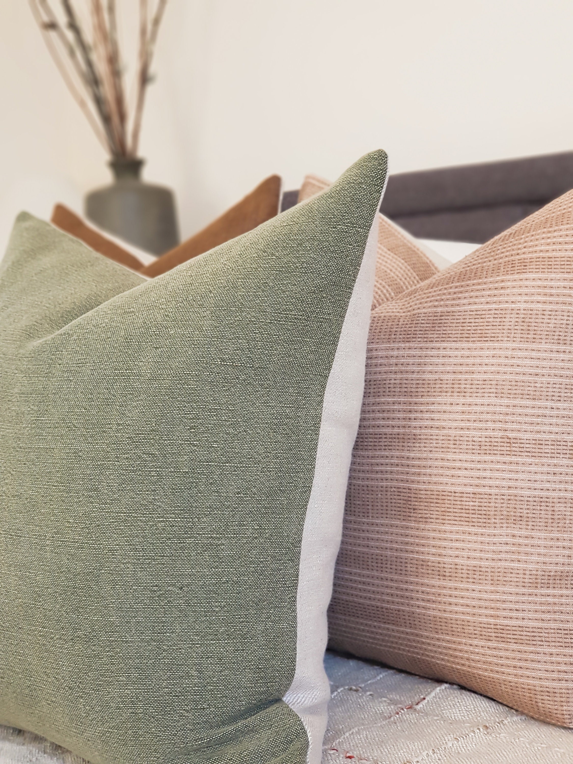 SAGE Rustic Sage Green Jute and Linen Cushion Cover Sage Etsy UK