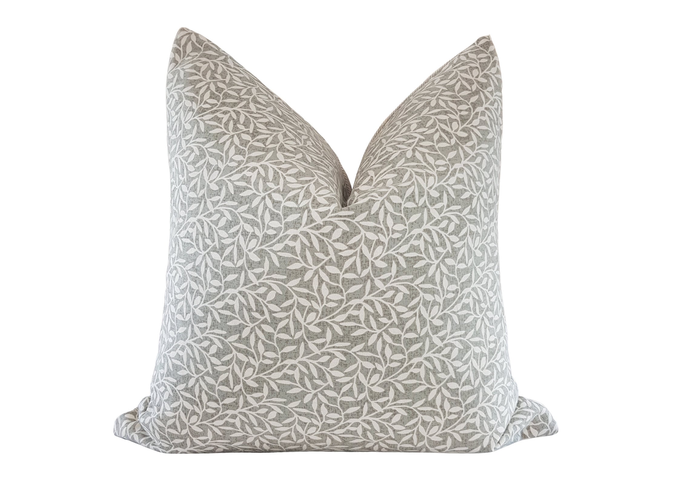 ELDER | Green Leaf Patterned Cushion Cover, Floral Linen Pillow Cover…