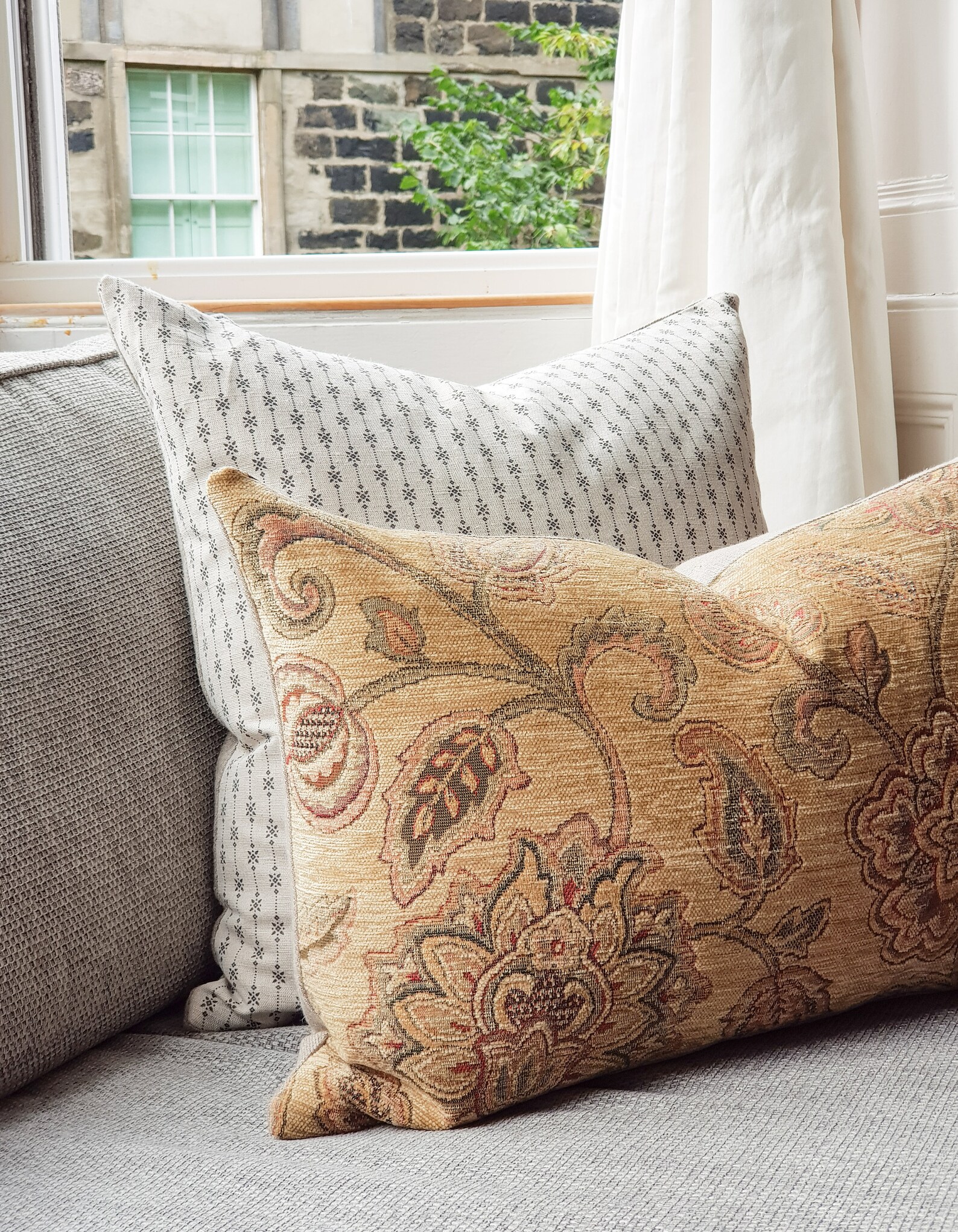 Rust and Gold Boho Style Floral Cushion Cover UK con lino Etsy