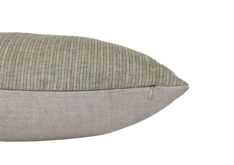 FREYA Green Stripe Linen Cushion Cover, Stripe Linen Pillow, Green Throw Pillow, Farmhouse Pillow, Linen Accent Pillow, Farmhouse Decor image 4