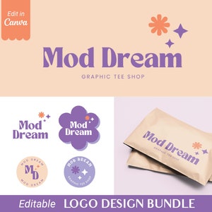 Editable Retro Logo Template: DIY Branding Bundle (Canva)
