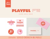 Playful DIY Logo Template: Pink Daisy Design (Canva Editable)