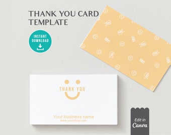Smiley Face Thank You Card Template: DIY Business Branding (Canva)