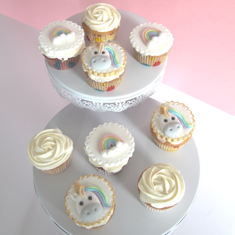 Unicorn Rainbow Edible Cupcake Toppers Fondant Toppers Etsy UK