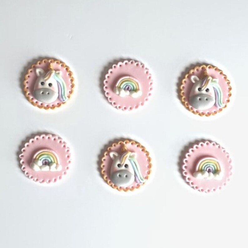 Unicorn Rainbow Edible Cupcake Toppers Fondant Toppers Etsy UK