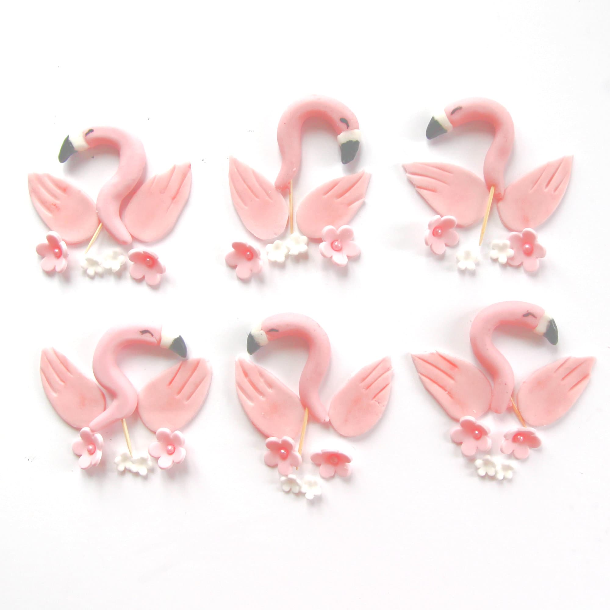 Pink Flamingo Edible Cupcake Toppers Fondant Cupcake Toppers Etsy UK