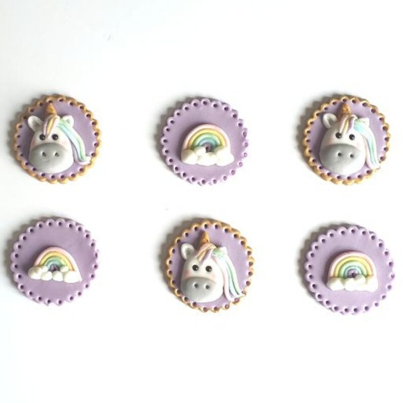 Unicorn Rainbow Edible Cupcake Toppers Fondant Toppers Etsy UK