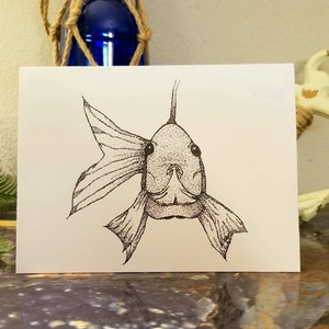 Blank Dot Fish Greeting Cards from the Ocean Collection, 4 Pack, Mother Day Gift