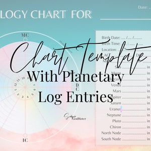 Modelo de gráfico astrológico com entradas de registro planetário - Rosé