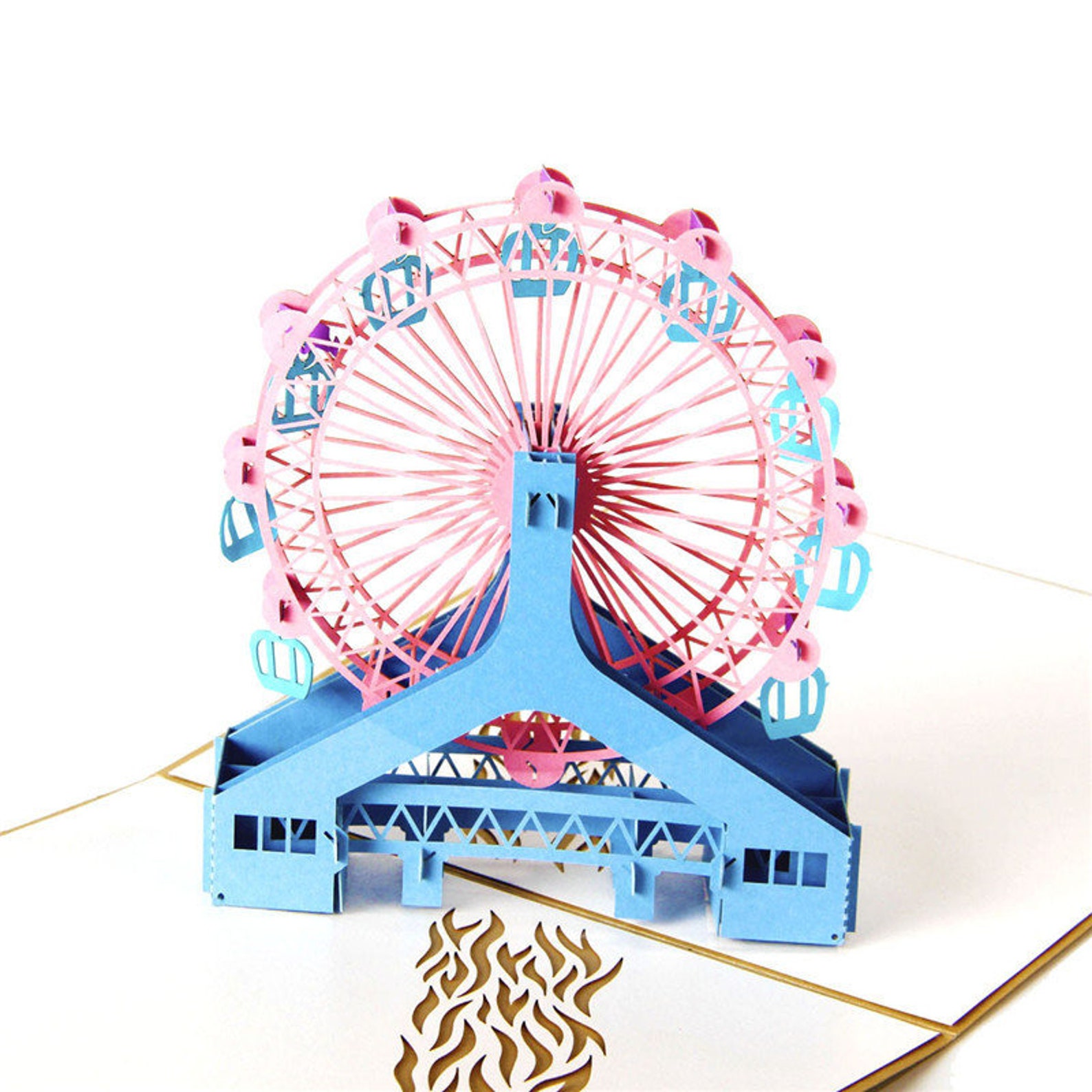 Handmade Ferris Wheel 3D Pop up Card London Wheel 3D Birthday Etsy