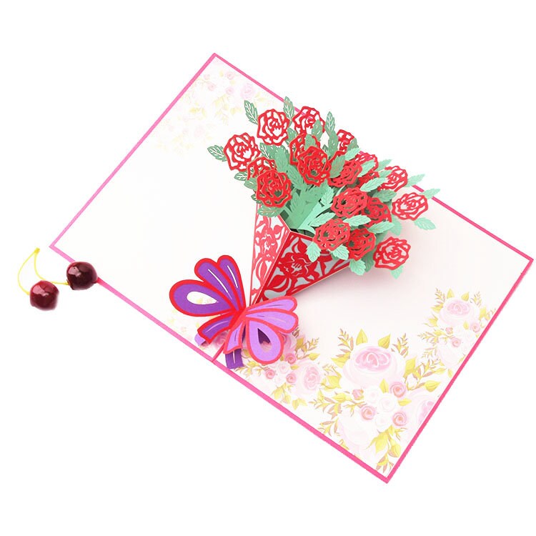 Handmade Flower Bouquet 3D Pop up Card 3D Mother's Day Card 3d Birthday ...