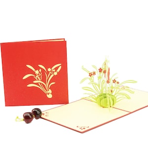 Fleur de jonquille faite à la main 3D Pop Up Card 3D plantes Popup Card 3D plantes de fleurs Salutation pop up Carte 3D fête des mères fleur popup anniversaire