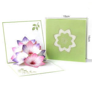 Tarjeta emergente de flores de lirio hecha a mano 3D tarjeta del día de la madre Tarjeta de cumpleaños 3D Tarjeta de felicitación Tarjeta de felicitación Tarjeta emergente 3D Tarjeta de felicitación emergente