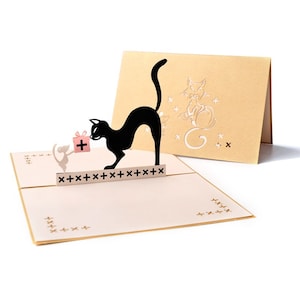 Chaton chat fait main 3D Pop Up Card 3D Anniversaire Popup Card 3D chat chaton Salutation Popup Card 3D carte de souris 3D chat carte-cadeau tom et jerry