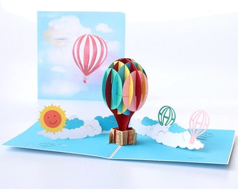 Handmade hot air balloon 3D pop up card 3-D Pop Up Card 3D Birthday Card Popup Card Greeting Card 3D Popout Card 3D Popup Greeting Card