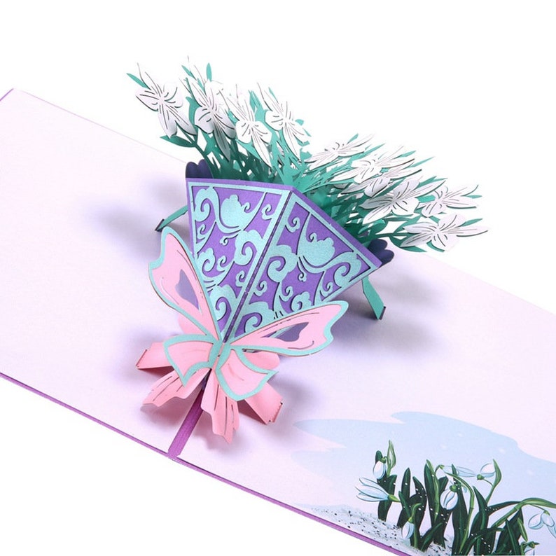 Handmade Flowers Bouquet 3D Pop up Card Mother's Day Card 3D Birthday ...