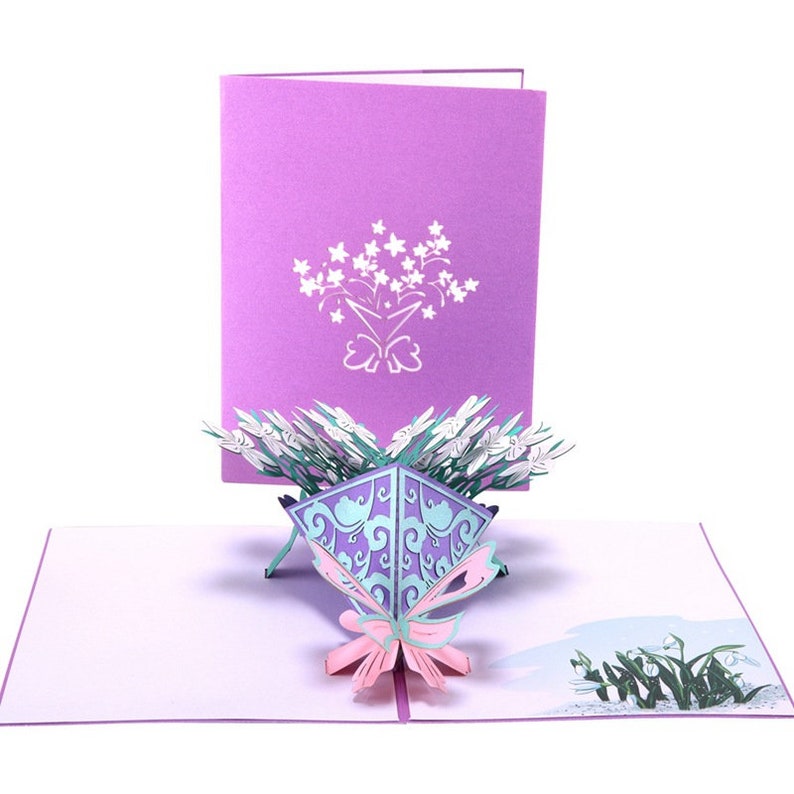 Handmade Flowers Bouquet 3D Pop up Card Mother's Day Card 3D Birthday ...