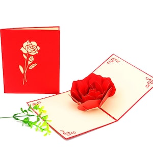 Rose 3D Pop Up Karte 3D Rose Muttertag Popup Karte 3D Rose Popup Lehrertag Karte Rose Pop Up Geschenkkarte Valentinstag Rose Abschlusskarte