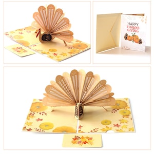 Cartão pop-up de ação de graças 3D feito à mão Cartão pop-up de aniversário 3D 3D cisne pavão Cartão pop-up de saudação 3D presente pop-up cartão 3d aniversário pop-up