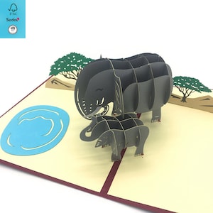 Carte pop-up d’éléphant 3D faite à la main Carte d’anniversaire 3D Carte popup Carte de vœux 3D Carte de vœux 3D Carte popup Carte de vœux 3D Carte de vœux carte de safari