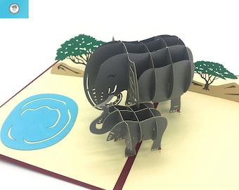 Handmade elephant 3D Pop Up Card 3D Birthday Card Popup Card 3D animal Greeting Card 3D Popup Card 3D Popup Greeting Card safari card