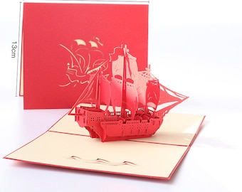viking ship 3D Pop up card 3D vessel pop up Card 3D father&#39;s day Popup Card 3D Pop up gift Card 3D Birthday Popup Card 3D greeting card