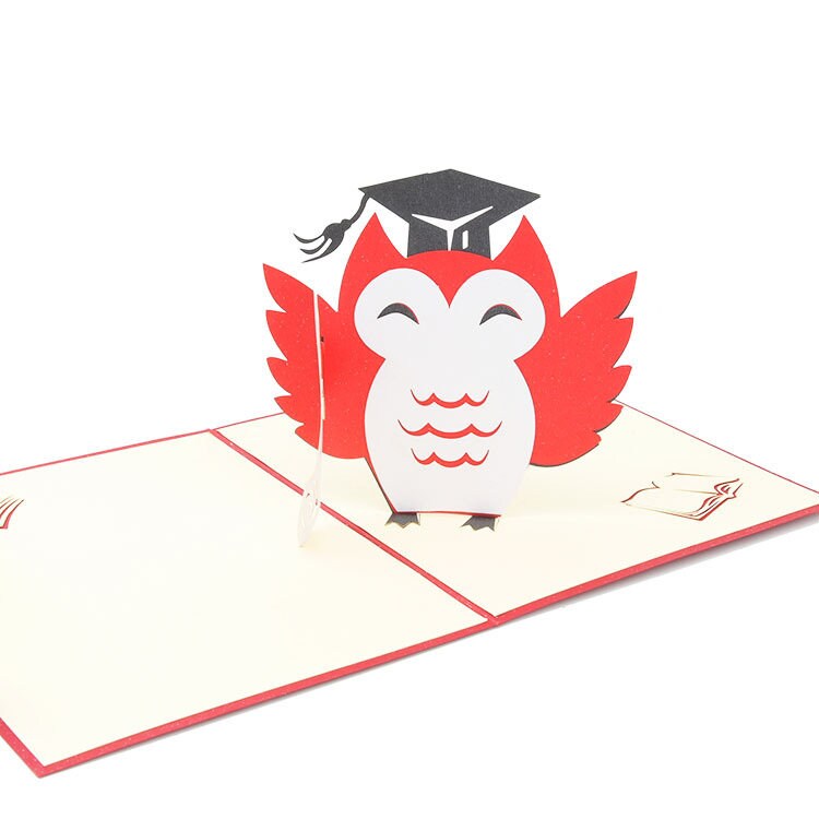 Red Graduation Owl 3D Pop up Card 3D School Graduation Pop up - Etsy