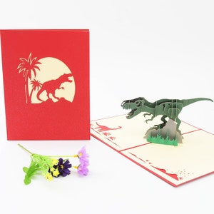 Handgemachte Dinosaurier 3D Pop Up Karte 3D grün Tyrannosaur Geburtstag Popup Karte 3D Gruß Pop Up Karte Geschenk Pop Up Karte 3D Pop Up Karte für Junge