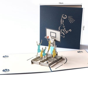 Pallacanestro fatto a mano 3D Pop Up Card 3D Compleanno Popup Card 3D NBA Biglietto d'auguri 3D Popup Card per lui 3D Popup carta slam dunk card