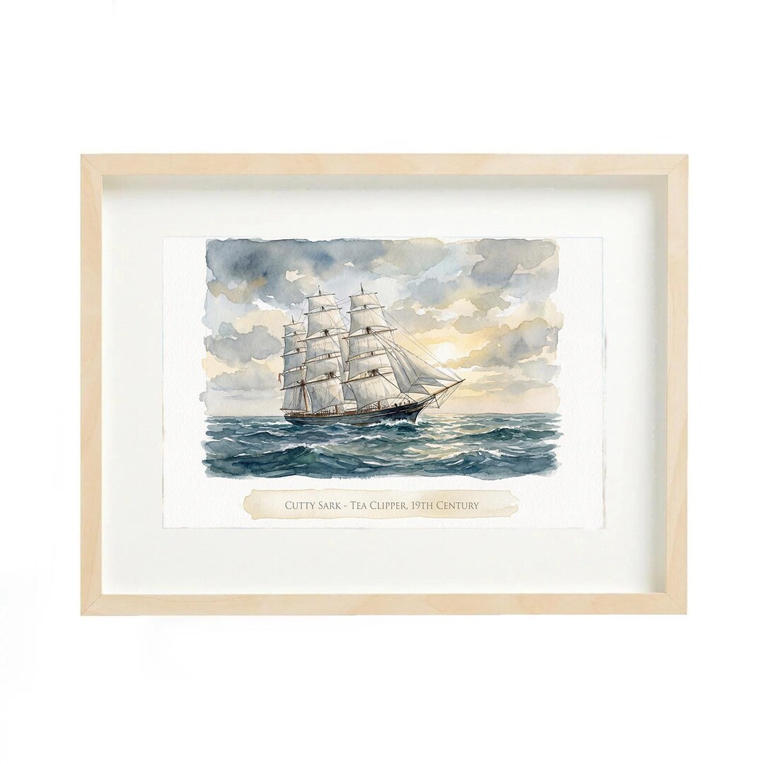 Cutty Sark Tea Clipper Watercolor, Legendary 19th Century Sailing Ship ...