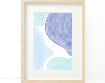 Printable Wall Art, Vertical Wall Art, Abstract Printable Art, Minimal Art Print, Neutral Art, Minimal Abstract, Watercolor Art, Blue Color