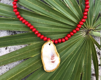 Red Oyster Shell Necklace