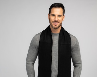 Black - Pure Cashmere Open Scarf for Men and Women