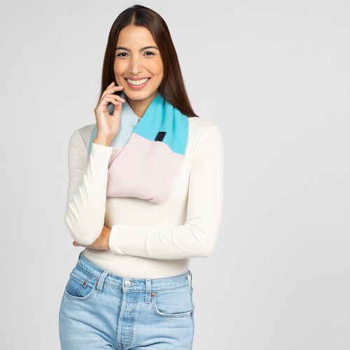 Store Teal and Baby Pink - Pure Cashmere Infinity Scarf, Loop Scarf, London Infinity Scarf