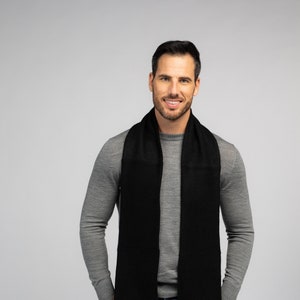 Black Pure Cashmere Open Scarf for Men and Women Open Scarf