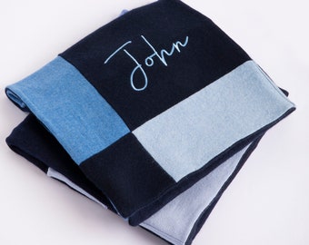 Personalised Baby Blanket Blue, Green, Brown or Beige, Softest and Warmest Cashmere Blanket, Embroidered With Any Name