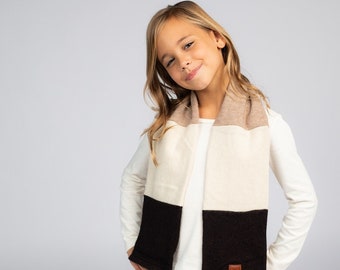 Brown - Pure Cashmere Open Scarf for Kids