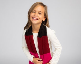 Braun und Hot Pink - Reiner Kaschmir-Offener Schal für Kinder