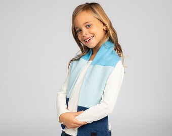 Blue - Pure Cashmere Open Scarf for Kids